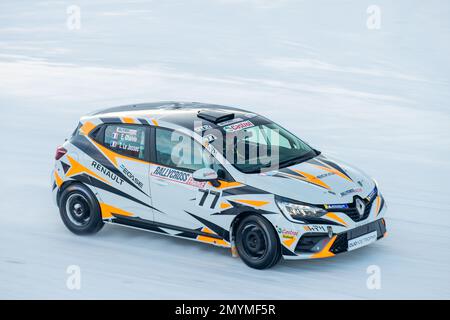 77A Emma CHALVIN (FR), WRM BY CHANOINE M. / SRD RACING, action 77B Tom LE JOSSEC (FR), WRM BY CHANOINE M. / SRD RACING, action during the 2023 Clio Ice Trophy 2023 - GSeries G3 on the Circuit Andorra - Pas de la Casa, on February 04, 2023 in Encamp, Andorra - Picture Damien Doumergue / DPPI Stock Photo
