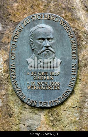 Monument, medal for Prince Otto zu Stolberg-Wernigerode, Vice-Chancellor under Otto von Bismarck in the German Empire, castle park at Gedern Castle, c Stock Photo