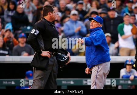 JUN 06, 2017: MLB home plate umpire Carlos Torres #37 during an interleague  MLB game between the New York Mets and the Texas Rangers at Globe Life Park  in Arlington, TX Texas