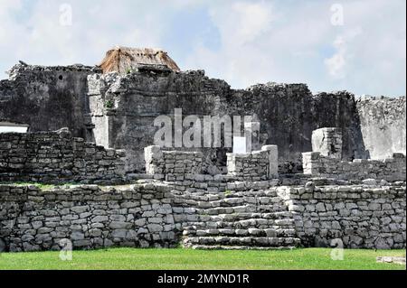 Mayan sites of Tulum, 1200-1524, Tulum, Quintana Roo, Yucatan Peninsula, Mexico, Central America Stock Photo