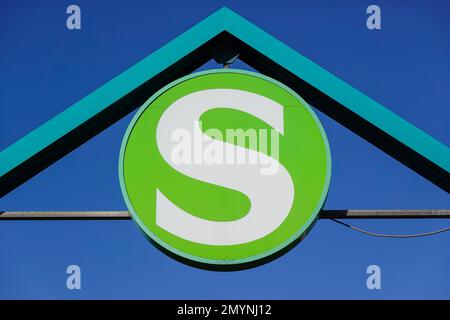 Logo S-Bahn, Heidelberger Platz, Wilmersdorf, Berlin, Germany, Europe Stock Photo