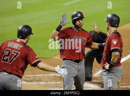 Arizona Diamondbacks - Jake Lamb celebrates with Nick Ahmed after