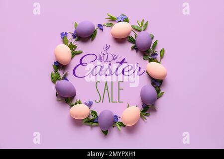 Poster for Easter sale with colorful eggs Stock Photo