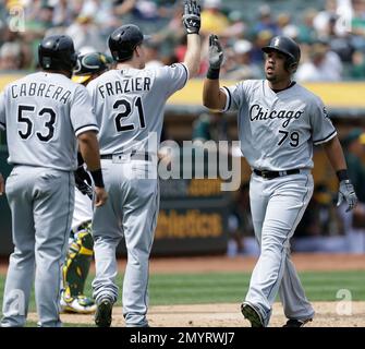 Cuban baseball players Chicago White Sox's Luis Robert Jr., left