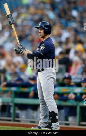 FILE ** Milwaukee Brewers' Ryan Braun can't make a catch at the wall at  baseball spring training in this, Feb. 21, 2008 file photo, in Phoenix. The  24-year old Braun is