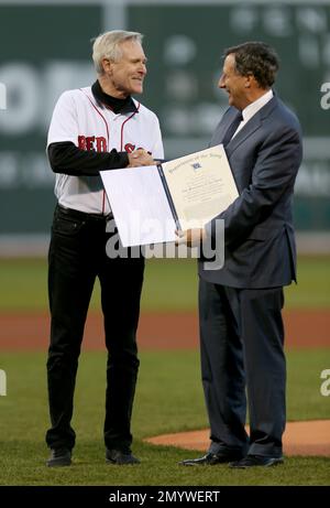 Navy Secretary Ray Mabus shakes the hands of the female service