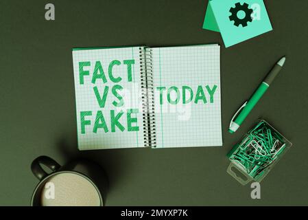 Text showing inspiration Fact Vs Fake. Internet Concept Is it true or is false doubt if something is real authentic Stock Photo