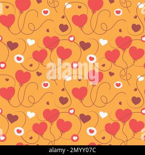Colorful repetitive pattern background of love and relationship, Valentine's day related balloons, made of simple vector illustrations. Stock Vector