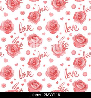 Colorful repetitive pattern background of love and relationship, Valentine's day related roses, made of simple vector illustrations. Stock Vector