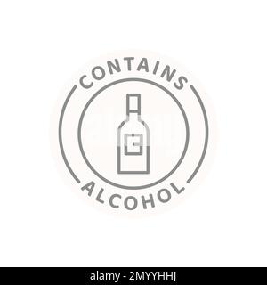 Contains alcohol vector line label. Food ingredient allergen badge. Stock Vector