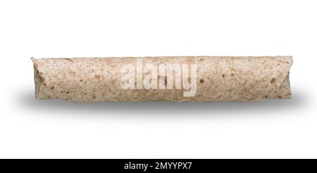 A folded wholegrain wrap isolated on a white background. Stock Photo