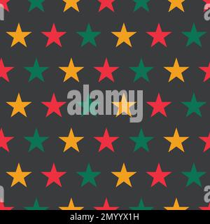 Colorful stars on Black background vector repeat pattern Stock Vector