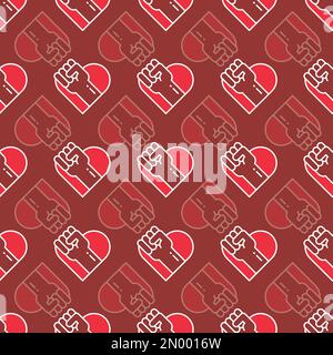 Red Hearts and Rights vector repeat pattern design Stock Vector