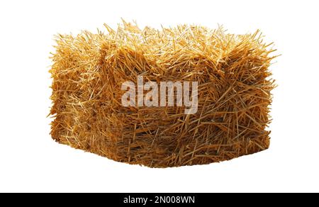 One Square Shape Yellow Straw Hay Bale Animal Feed Stock Photo - Alamy