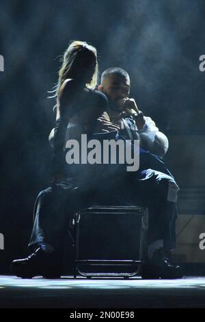 Leon, Mexico. 04 Feb 2023. Colombian Grammy nominee singer Manuel Turizo performing on the Teatro del Pueblo stage during Feria de Leon 2023. Credit: Juanjo Valdez / JVMODEL Credit: JVMODEL/Alamy Live News Stock Photo