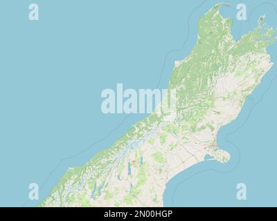 West Coast, regional council of New Zealand. Bilevel elevation map with