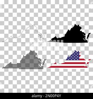 Set of Virginia map shape, united states of america. Flat concept icon vector illustration . Stock Vector