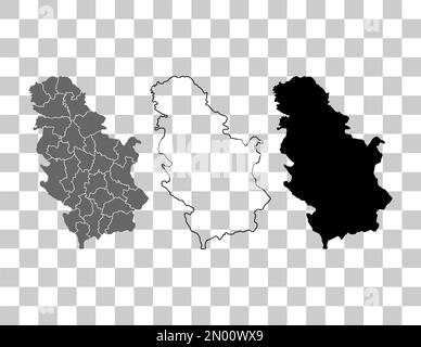 Set of Serbia map icon, geography blank concept, isolated graphic background vector illustration . Stock Vector