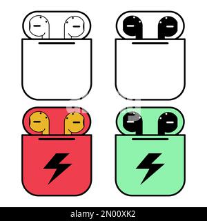 Set of Earphones music box flat icon, sound technology device sign, web audio symbol vector illustration . Stock Vector