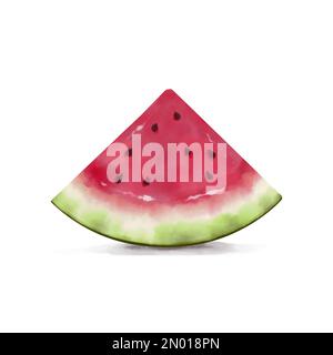 Watercolor watermelon slice illustration. Watermelon cut piece design isolated on a white background. Stock Vector