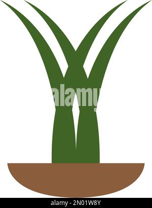 Natural Grass ilustration logo vector design template Stock Vector