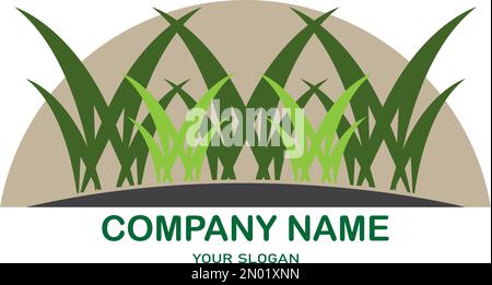 Natural Grass ilustration logo vector design template Stock Vector