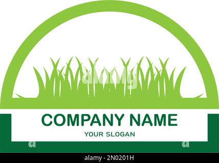 Natural Grass ilustration logo vector design template Stock Vector