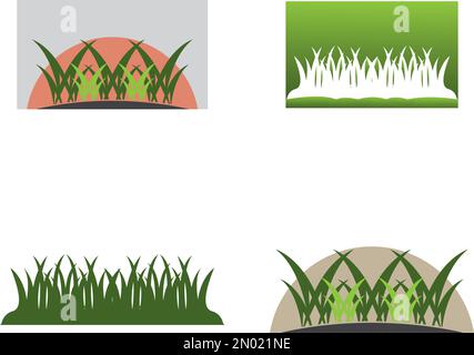 Natural Grass ilustration logo vector design template Stock Vector