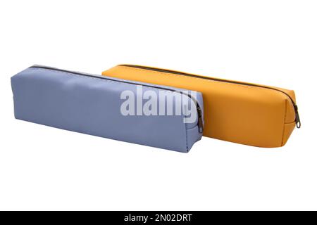 Long pencil pen case container isolated on the white background Stock Photo