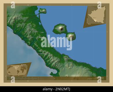 Where Is Rivas Map Rivas, department of Nicaragua. Colored elevation map with lakes and ...