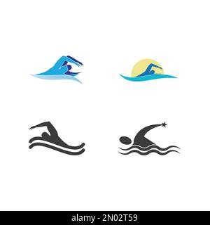 Swimming sport logo ilustration vector  design template Stock Vector
