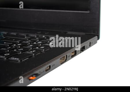 Laptop pc ports usb isolated device connection Stock Photo