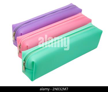 Long pencil pen case container isolated on the white background Stock Photo