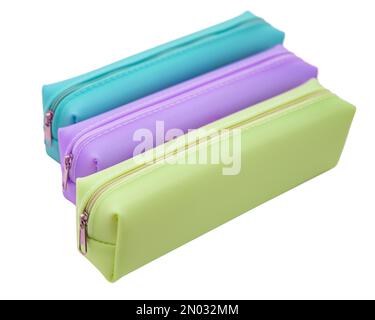 Long pencil pen case container isolated on the white background Stock Photo