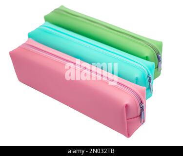 Long pencil pen case container isolated on the white background Stock Photo