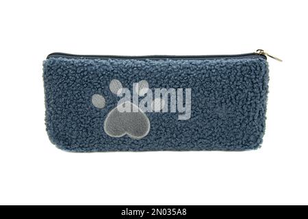 Fluffy pencil pen case container isolated on the white background Stock Photo