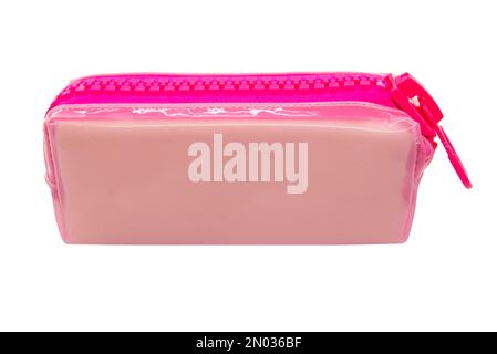 Pink pencil pen case container isolated on the white background Stock Photo