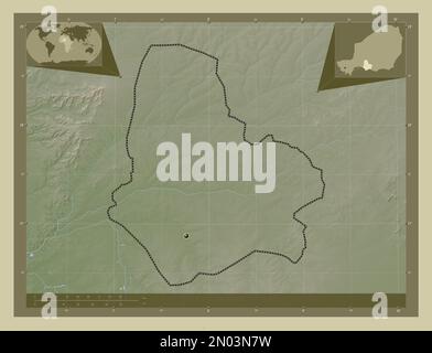 Maradi, department of Niger. Elevation map colored in wiki style with lakes and rivers. Corner auxiliary location maps Stock Photo