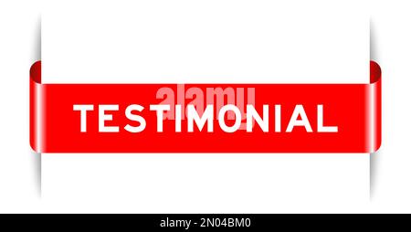 Red color inserted label banner with word testimonial on white background Stock Vector