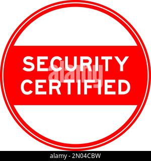 Red color round seal sticker in word security certified on white background Stock Vector