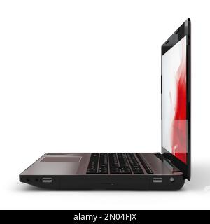 A side view of a laptop with open display isolated on white background Stock Photo