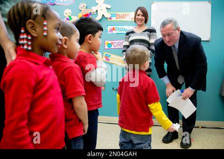 Philadelphia Mayor Jim Kenney greets SEPTA CEO Leslie S. Richards