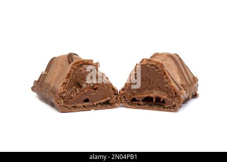 Chocolate candy wafer with creamy filling isolated on the white Stock Photo