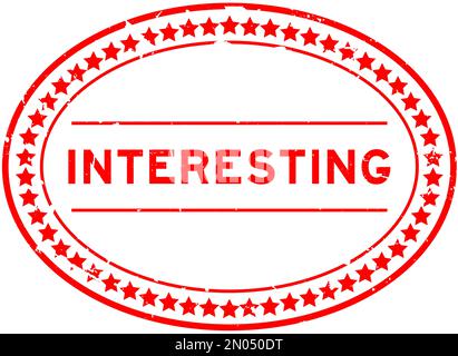 Grunge red interesting word oval rubber seal stamp on white background Stock Vector