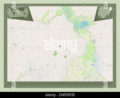 Borno, state of Nigeria. Open Street Map. Corner auxiliary location maps Stock Photo