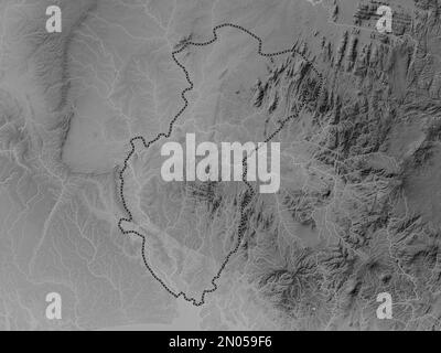 Cross River, state of Nigeria. Grayscale elevation map with lakes and rivers Stock Photo