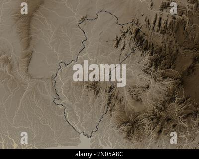 Cross River, state of Nigeria. Elevation map colored in sepia tones with lakes and rivers Stock Photo