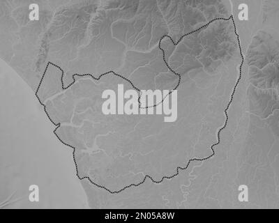 Delta, state of Nigeria. Grayscale elevation map with lakes and rivers Stock Photo