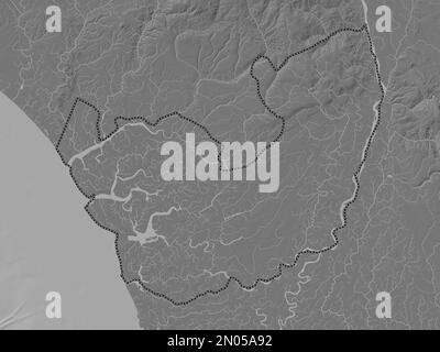 Delta, state of Nigeria. Bilevel elevation map with lakes and rivers Stock Photo