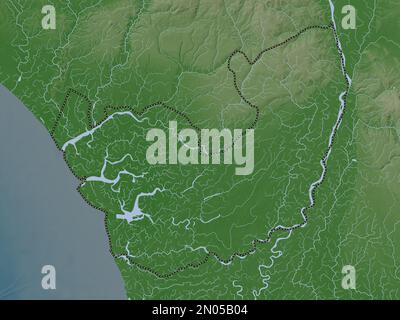 Delta, state of Nigeria. Elevation map colored in wiki style with lakes and rivers Stock Photo